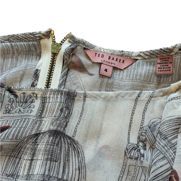 Ted Baker London Sheer Birdcage Print Top - Picture 3 of 3